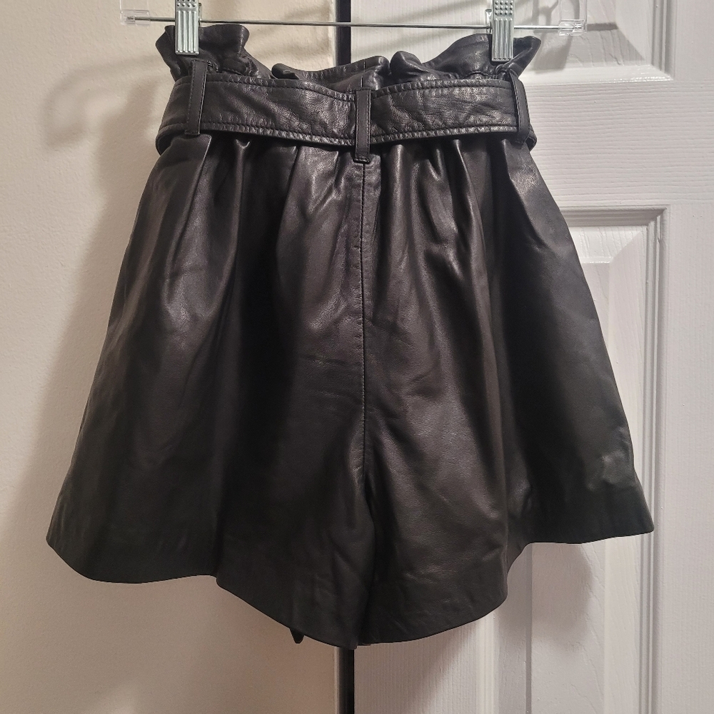 NWT Allsaints Erica Leather Paperbag Shorts Size 6 - Picture 11 of 14